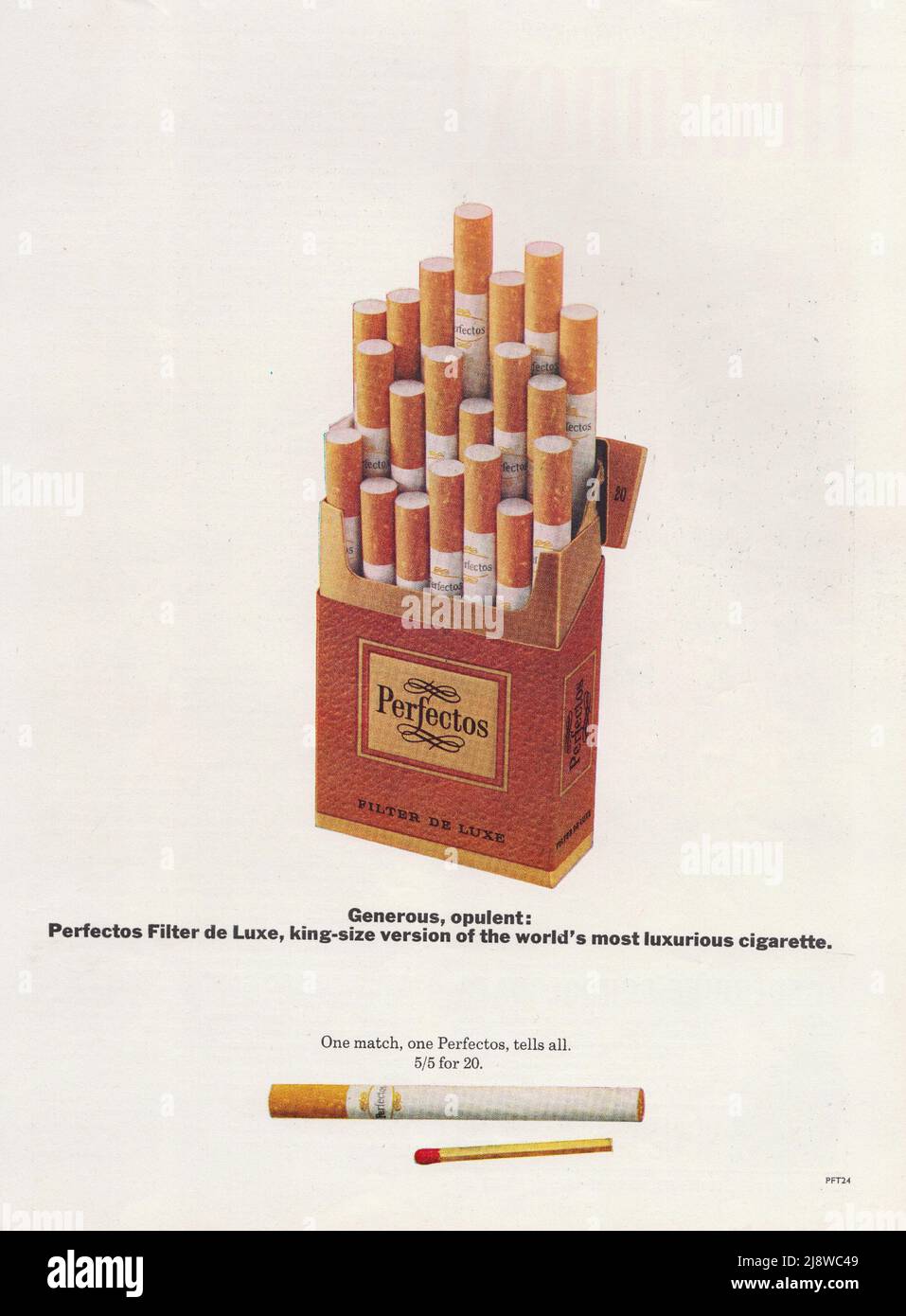 Perfectos cigarettes packet of cigarettes vintage paper advertisement advert ad 1970s Stock Photo