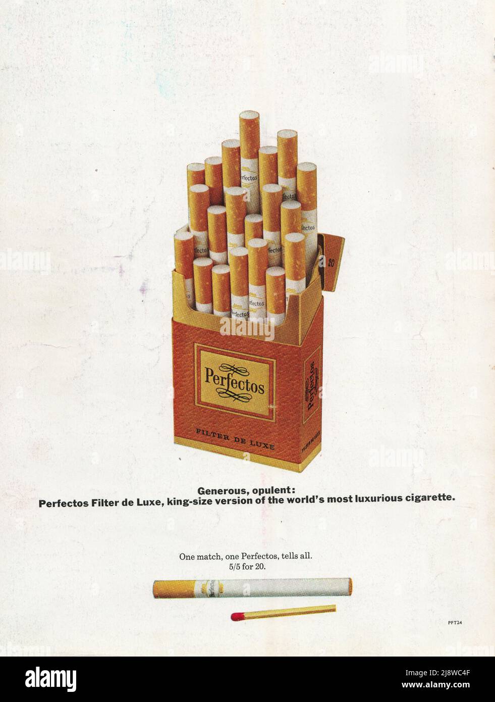 Perfectos cigarettes packet of cigarettes vintage paper advertisement advert ad 1970s Stock Photo
