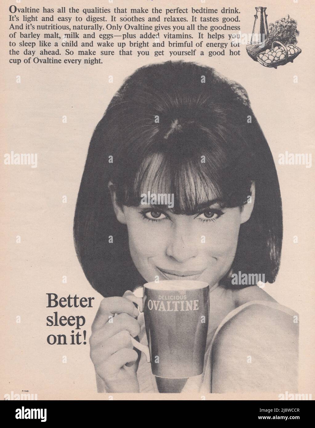 Ovaltine drink vintage advertisement advert paper ad 1970s Stock Photo