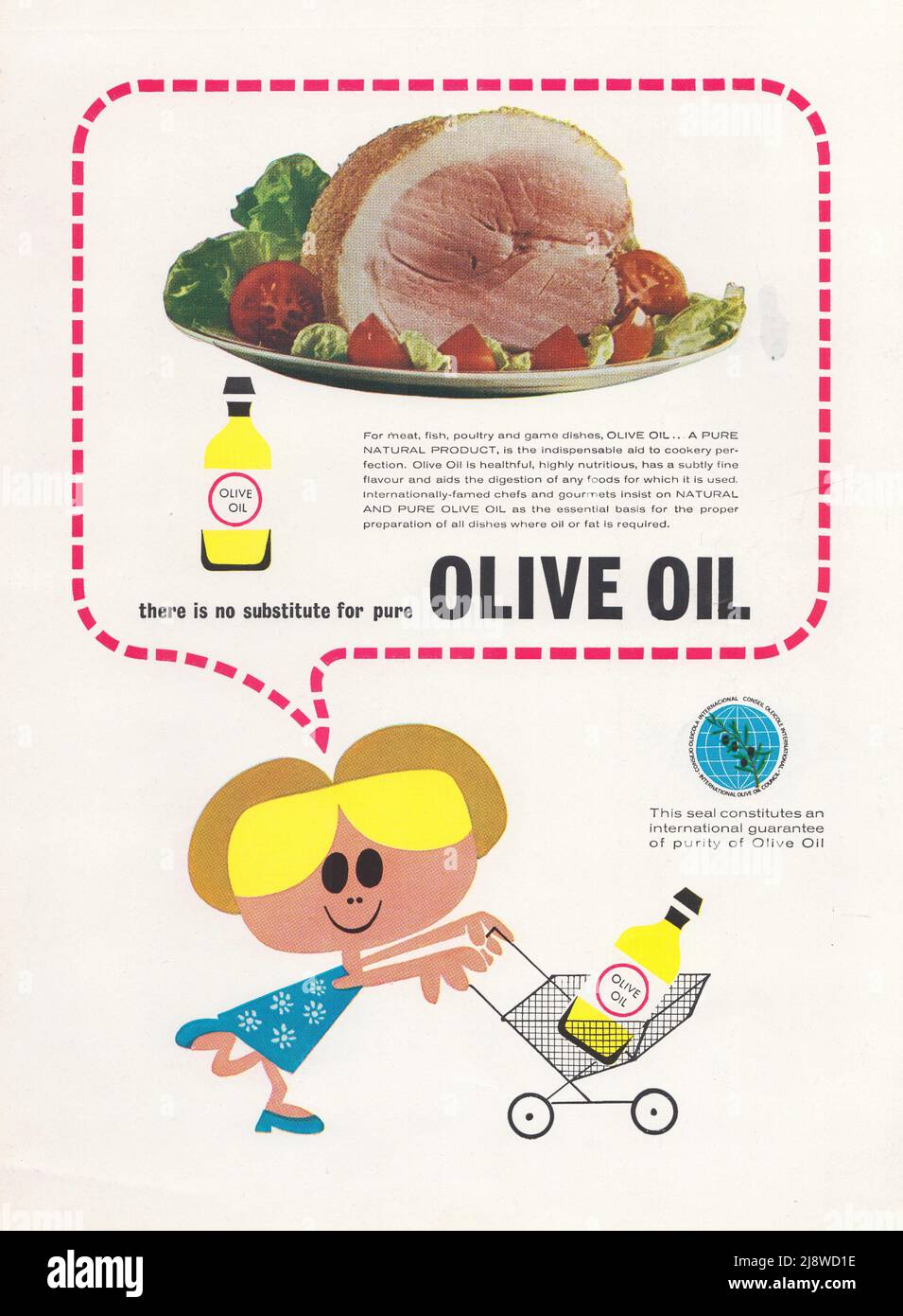 Olive oil corn oil vintage paper advertisement advert 1970s 1980s natural product ad Stock Photo