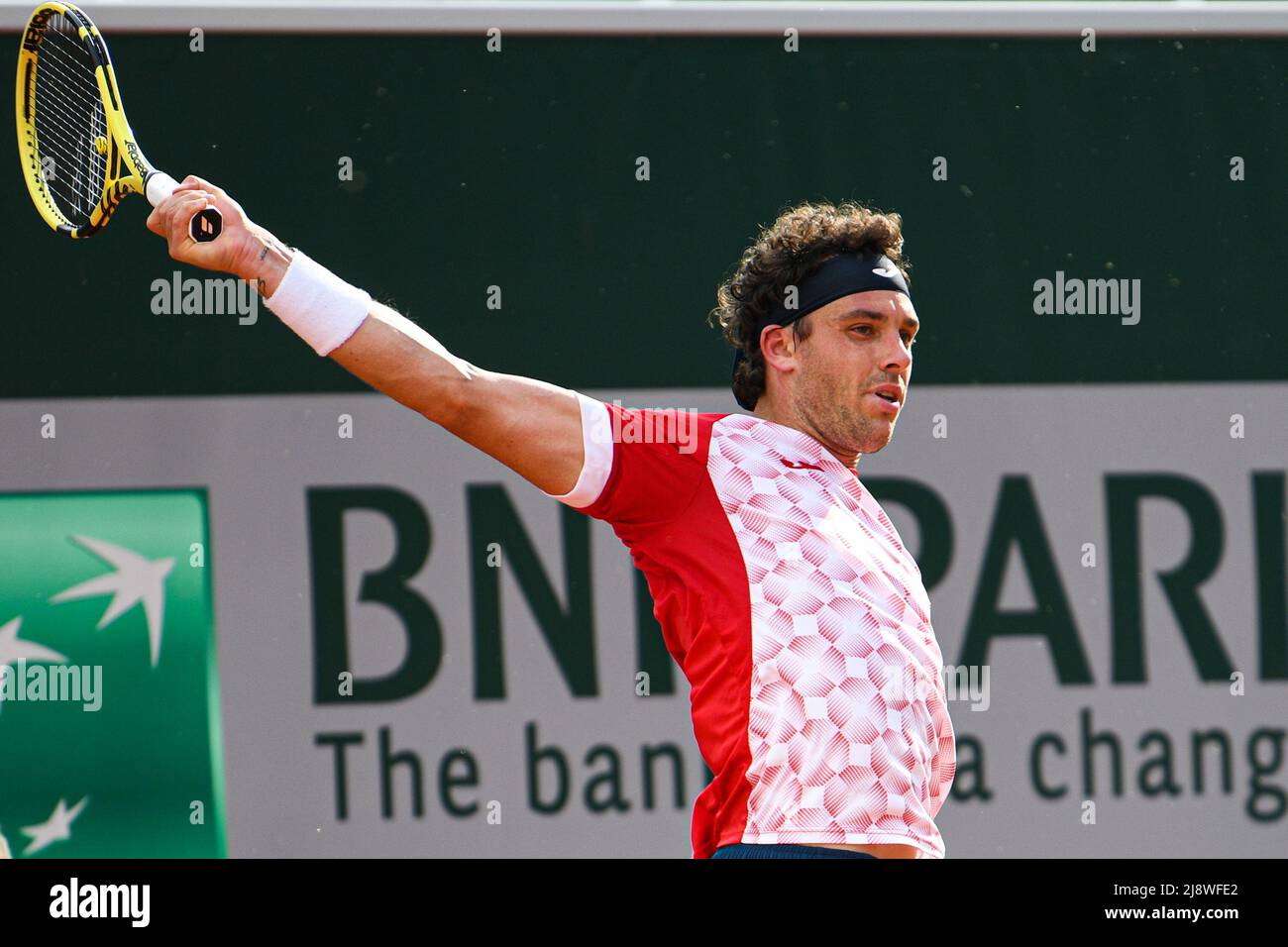 Marco Cecchinato of Italy hits a backhand during the second round at  Roland-Garros (French Open), Grand Slam tennis tournament on June 3, 2021  at Rola Stock Photo - Alamy