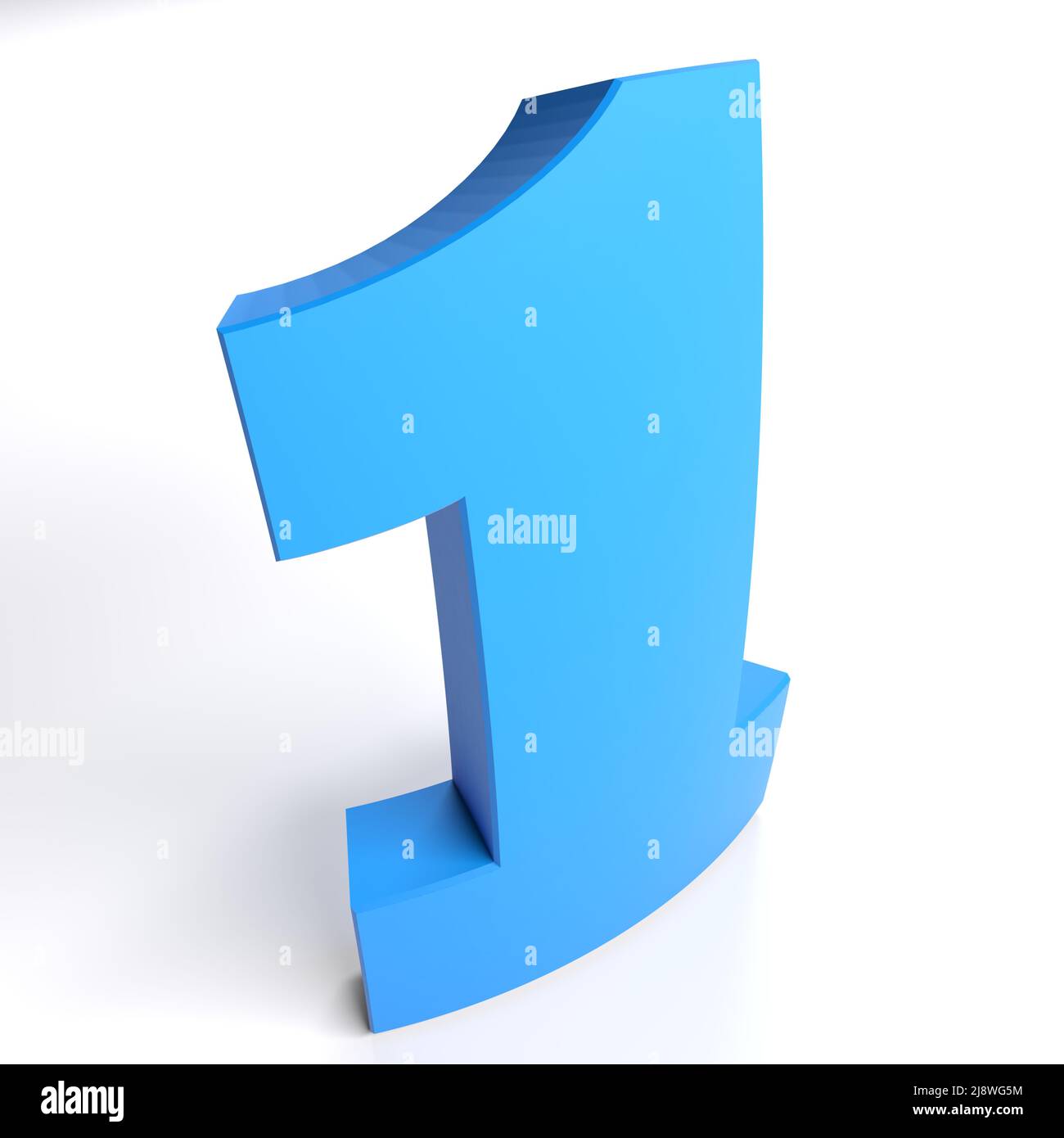 Number 1 in blue color, isolated on white background - 3D rendering