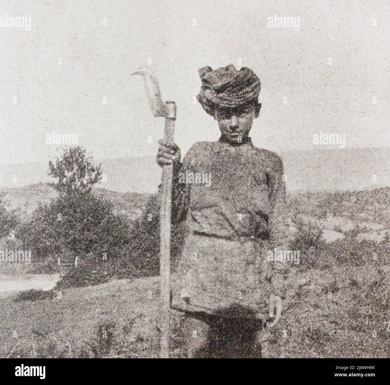 Abkhazian shepherd boy. Photo from the beginning of the 20th century. Stock Photo