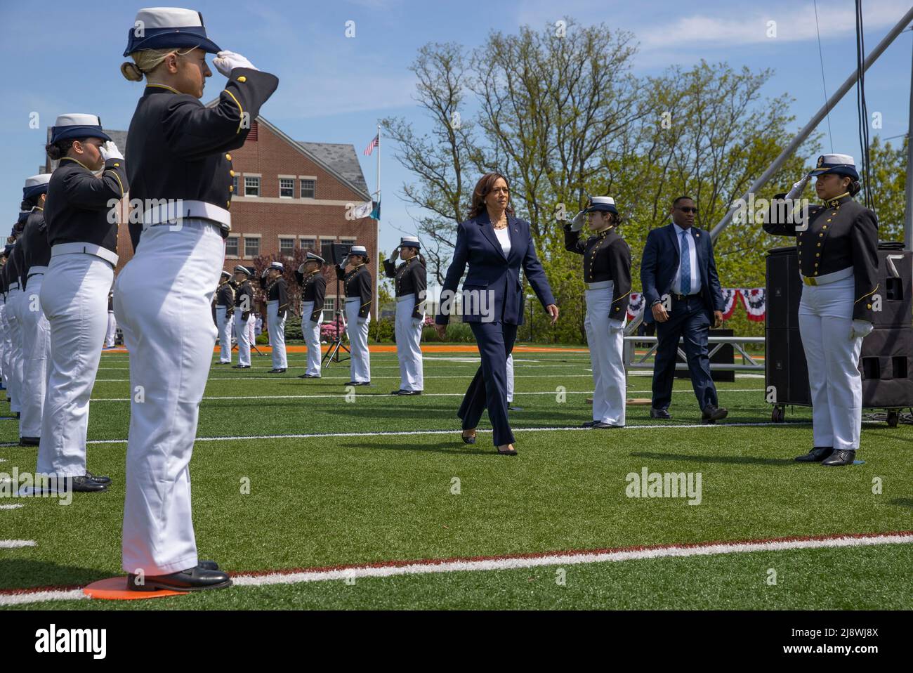 United States Vice President Kamala Harris enters the United States Coast Guard Academy
