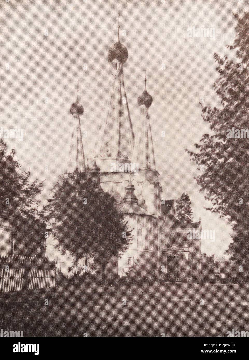 Dormition Wonderful Church of Alekseevsky Monastery in Uglich. Photo from the end of the 19th century. Stock Photo