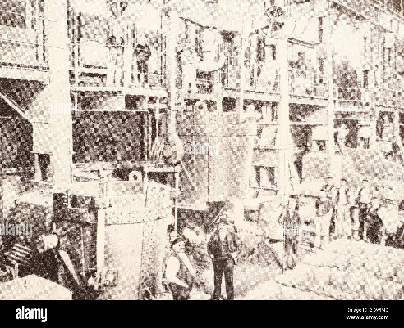Open-hearth shop of Vickers plant (England). Photo from 1894. Stock Photo