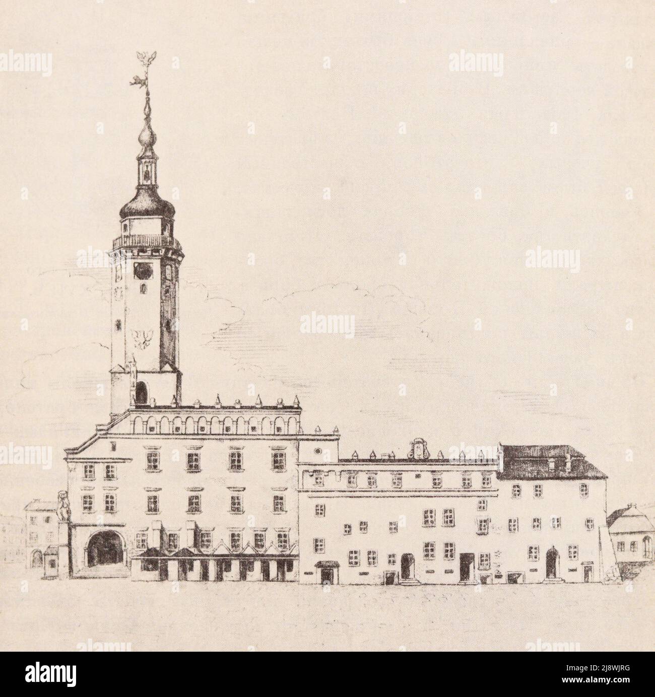 Town Hall in the city of Lviv. Reconstruction of the 19th century. Stock Photo