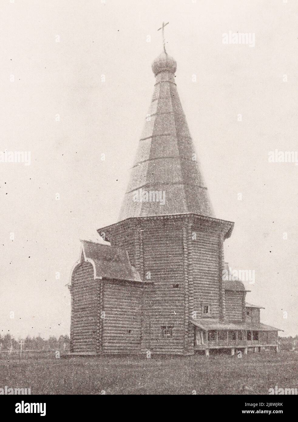 Vladimirskaya church in the village of Belaya Sluda in the Arkhangelsk region. Photo from the end of the 19th century. Stock Photo