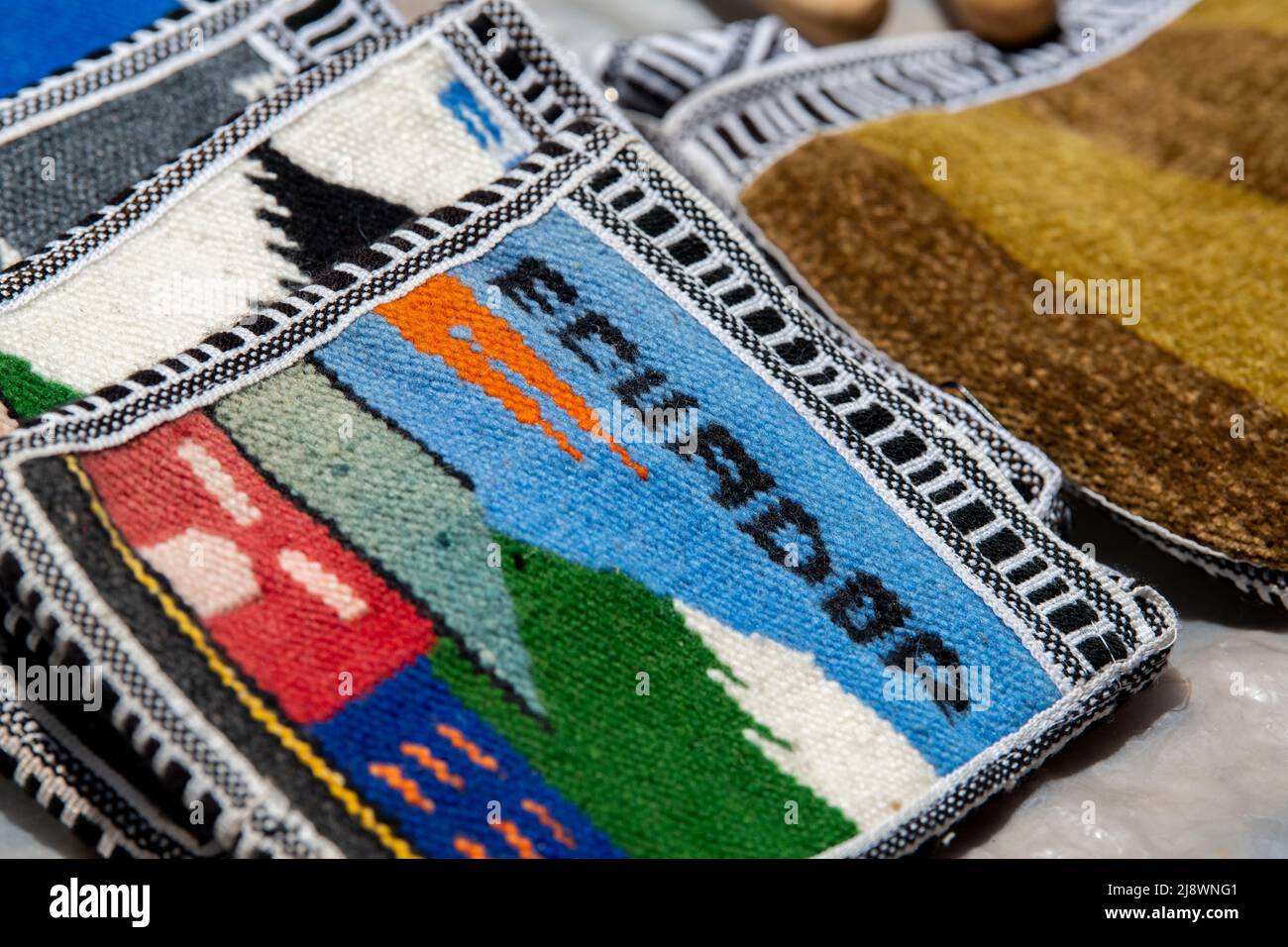 Ecuador, Quito. Otavalo market. Traditional Ecuadorian textile