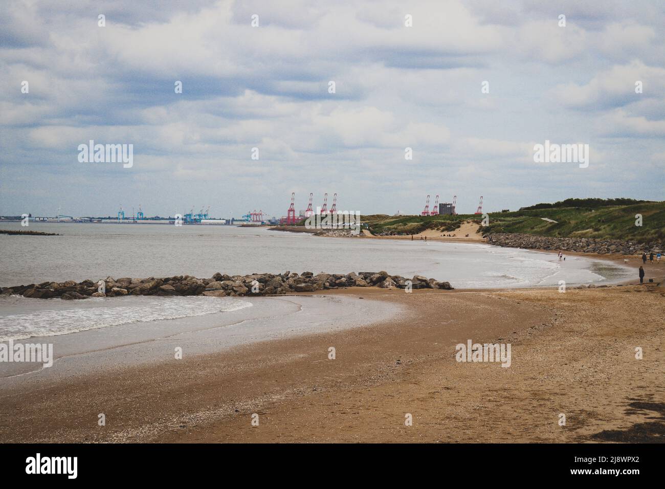View along the north Wirral coast towards New Brighton and Liverpool Stock Photo