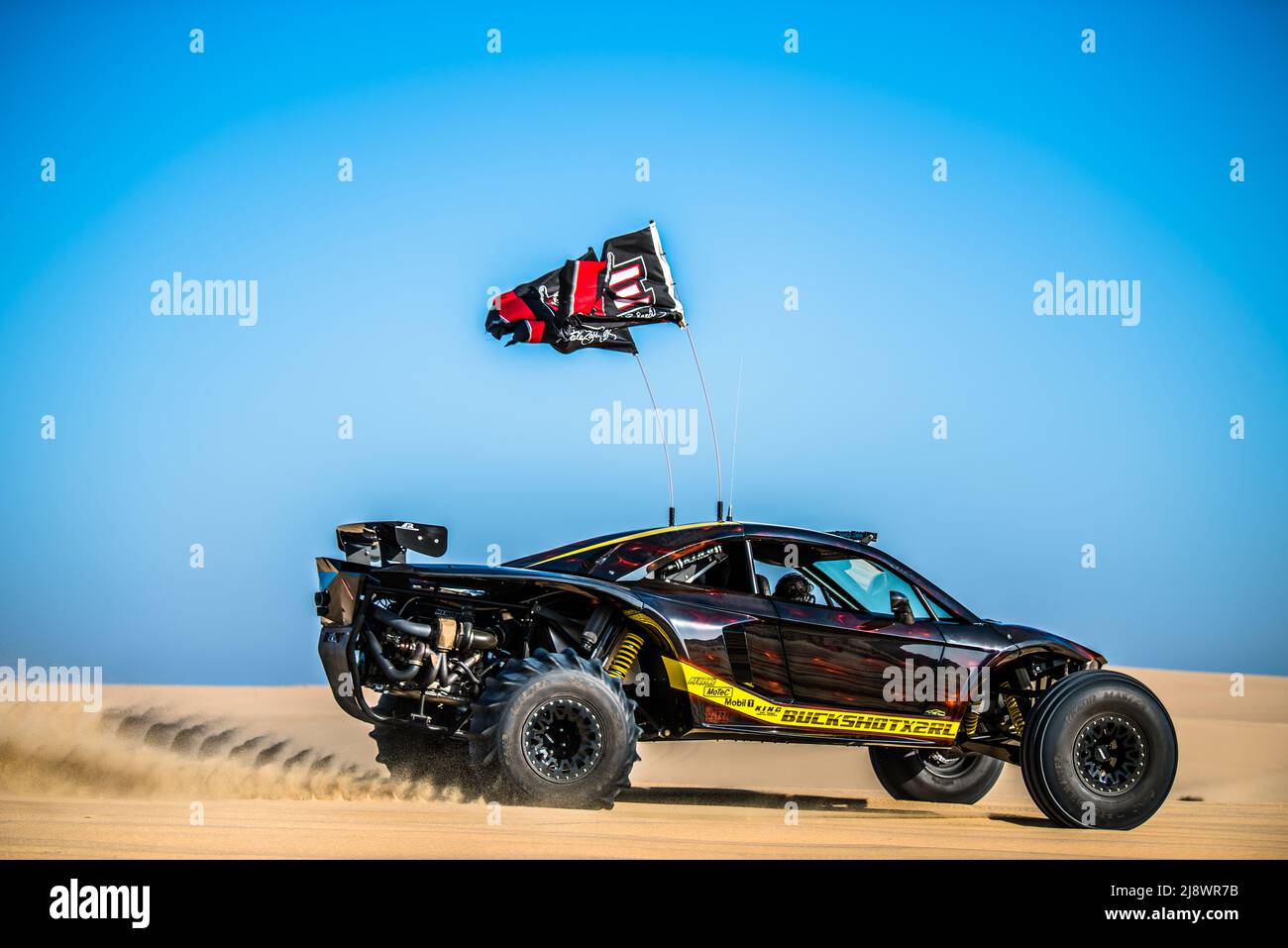 Doha, Qatar, February 23, 2018: Off road buggy car in the sand dunes of the Qatari desert. Stock Photo