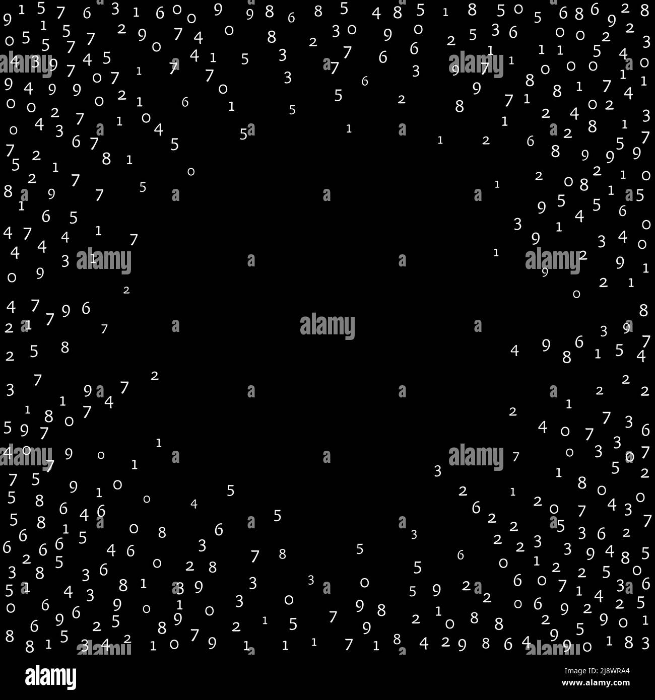 Falling numbers, big data concept. Binary white orderly flying digits. Attractive futuristic banner on black background. Digital vector illustration w Stock Vector