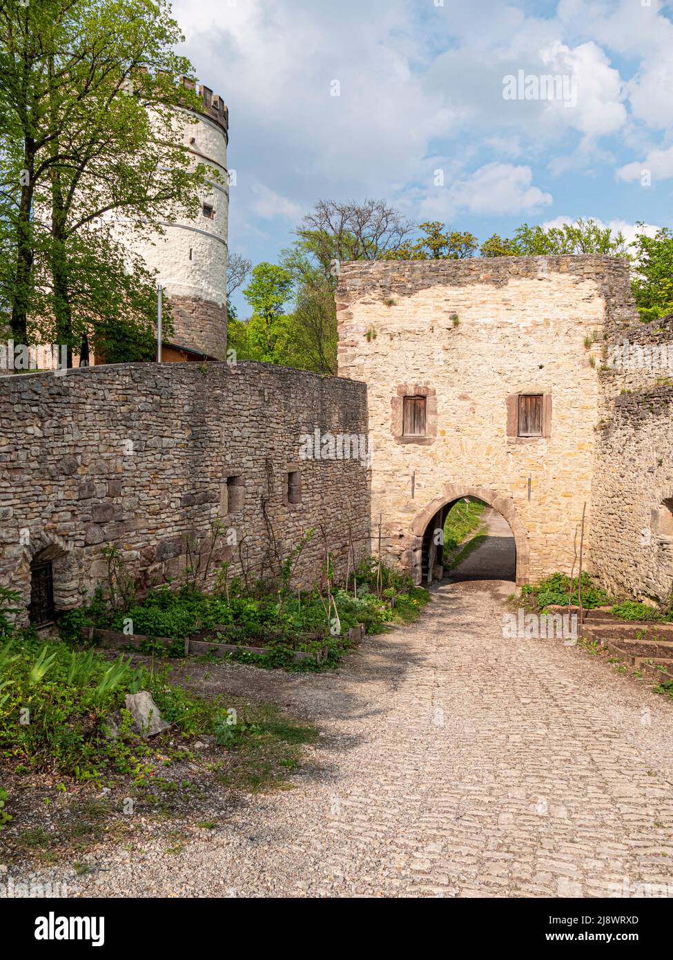 Gatehouse of a medieval castle ruin, Plesse Burg, Goettingen, Germany Stock Photo