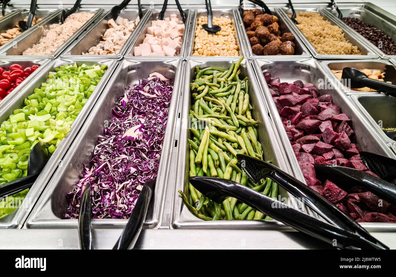 Self service food and salad restaurant Stock Photo Alamy