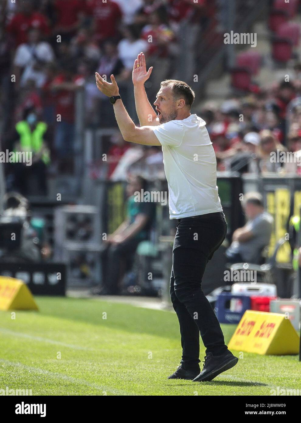 Mainz, Deutschland. 14th May, 2022. Mainz‚Äôs head coach Bo Svensson  football 1st Bundesliga season 2021/2022, 34.matchday, matchday34. 1.FSV  FSV FSV Mainz 05 - Eintracht Frankfurt on May 14th, 2022, MEWA Arena ¬