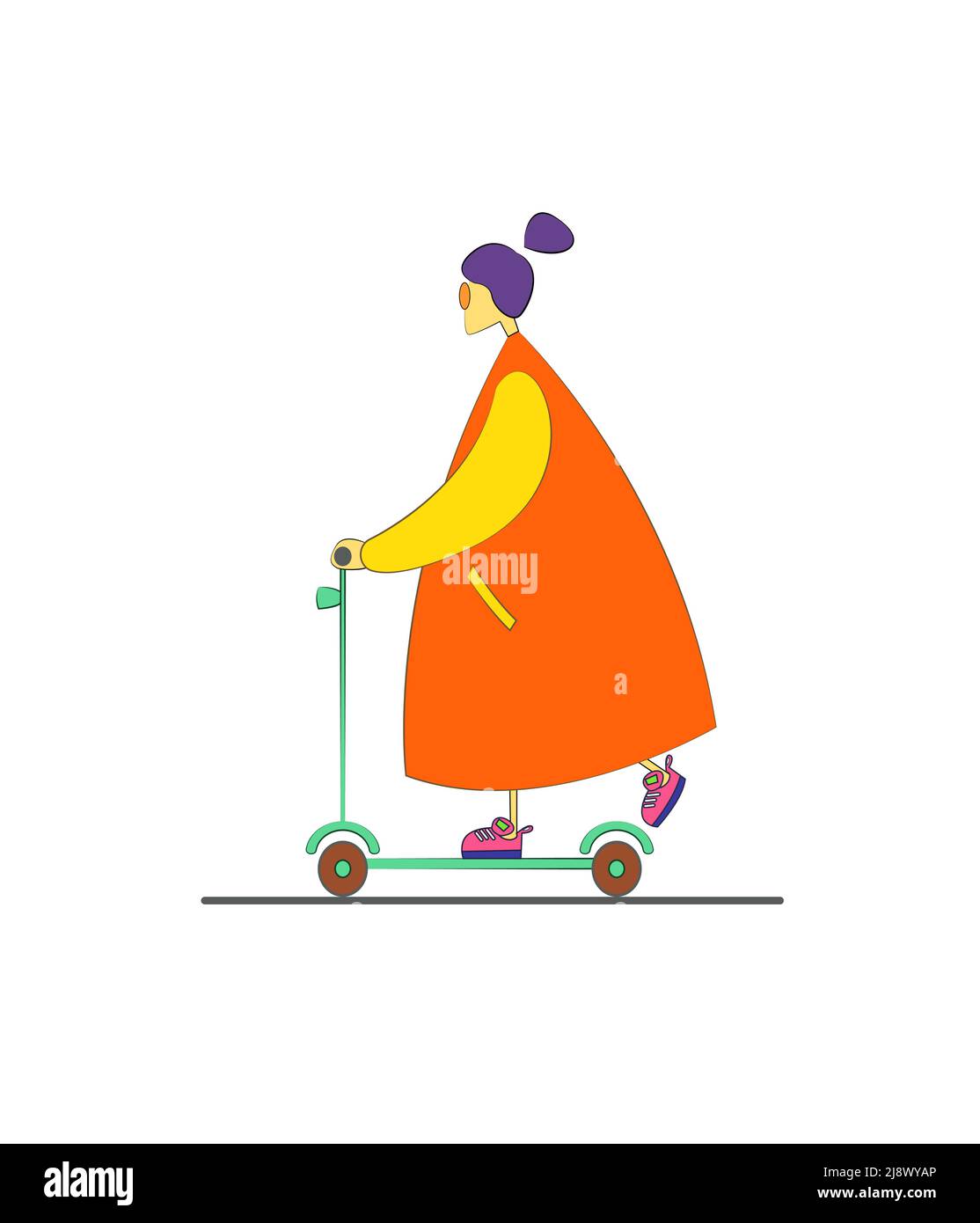 Girl on a scooter. Vector graphics Stock Vector Image & Art Alamy