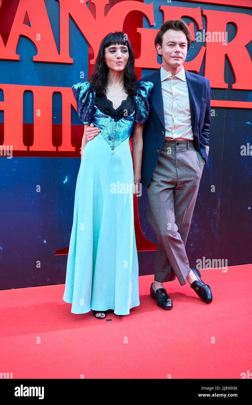 May 18, 2022, Madrid, Spain: Actors NATALIA DYER and CHARLIE HEATON on the red carpet for the 'Stranger Things' Season 4 Premiere at Callao Cinema. (Credit Image: © Jack Abuin/ZUMA Press Wire) Stock Photo