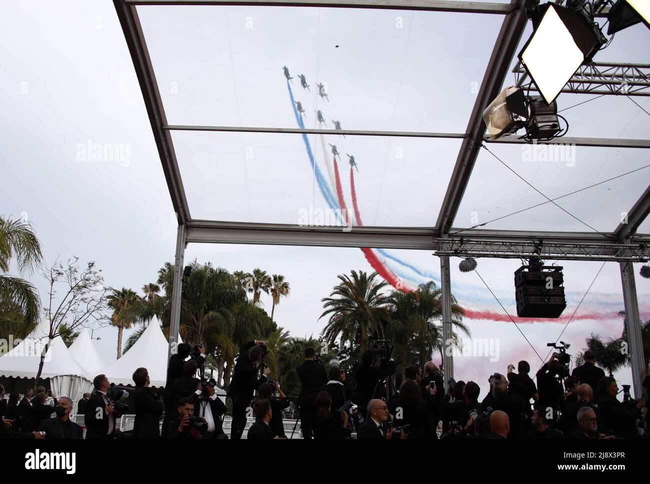Cannes, France. 18th May, 2022. La patrouille de France, Jet fighters