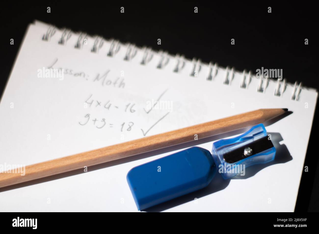Some mathematical notes in a notebook Stock Photo
