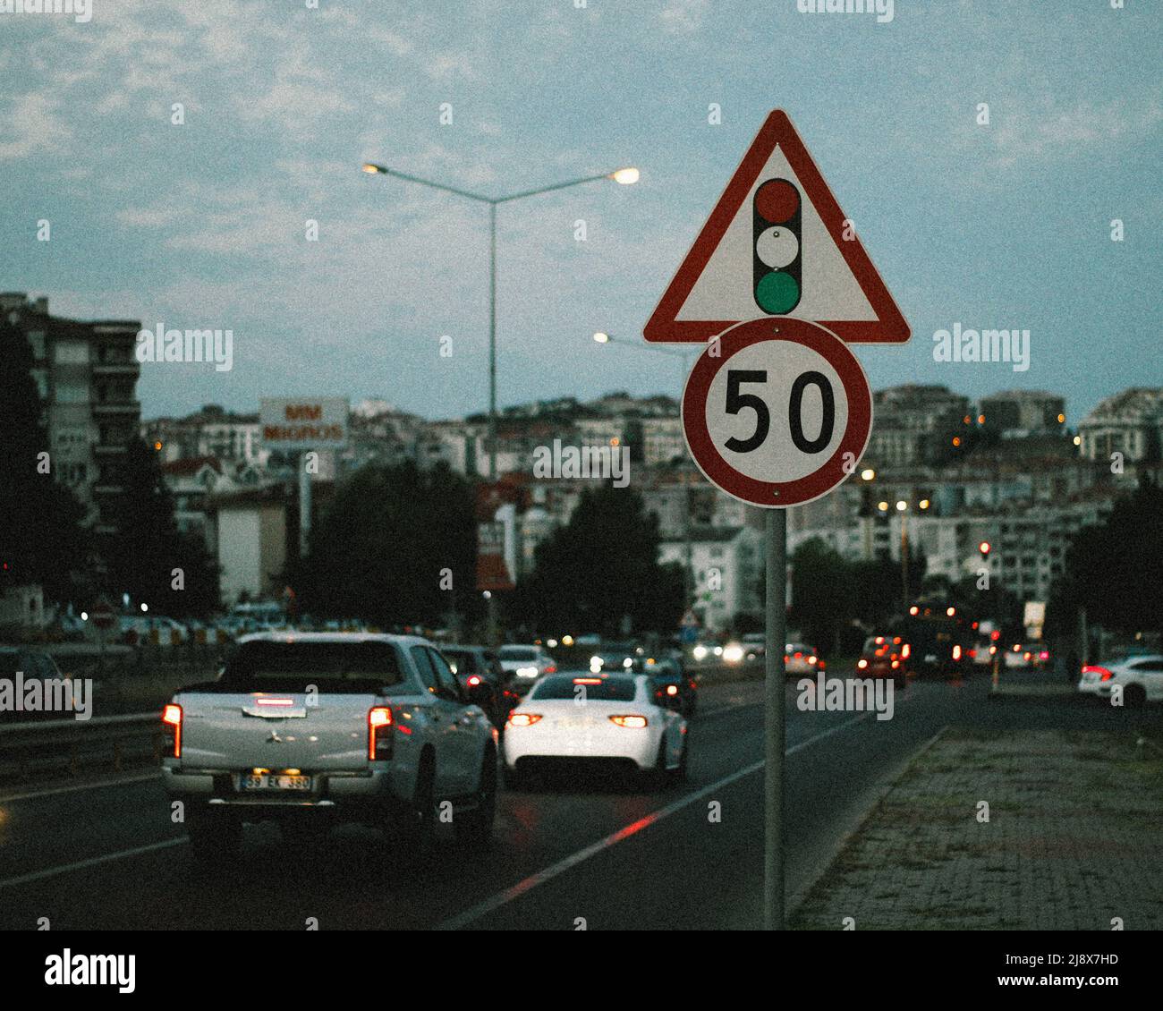 Traffic sign, speed limit of 50 Stock Photo