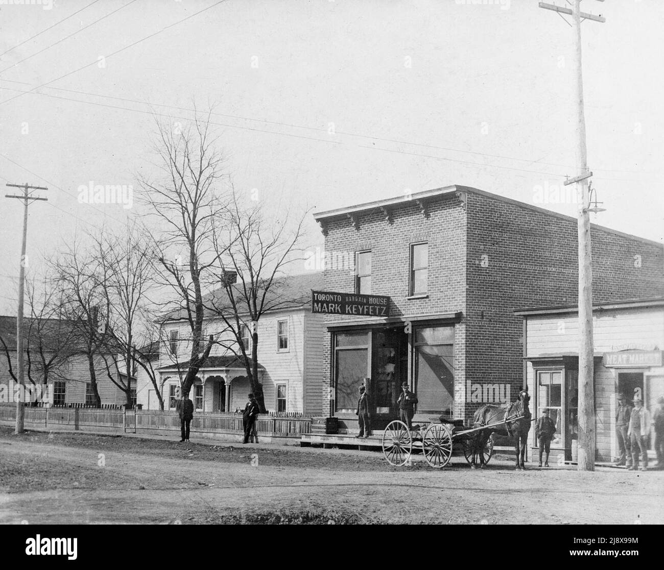 Marmora, Ontario, street scene with a meat market and a brick store
