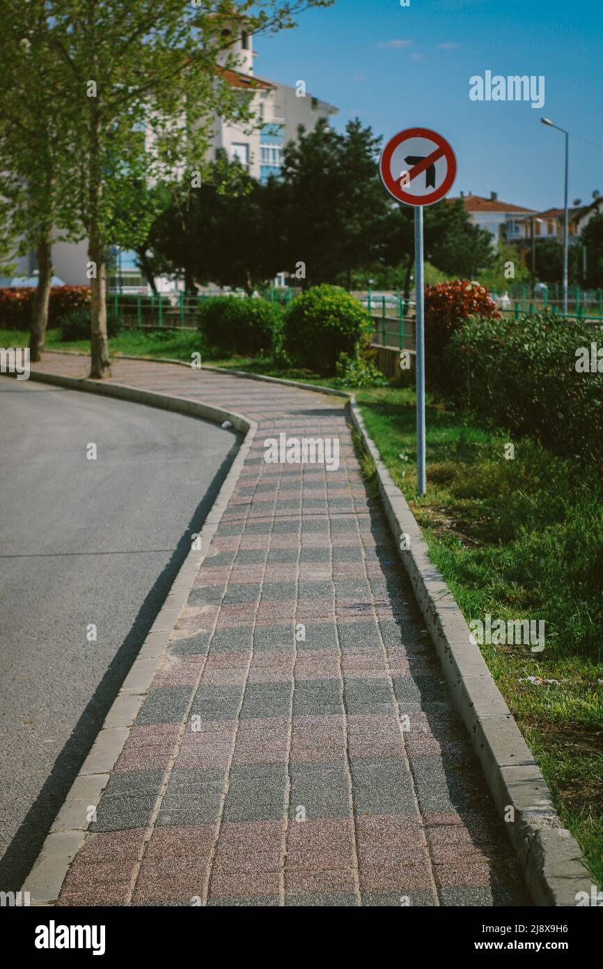 No left turn street sign Stock Photo