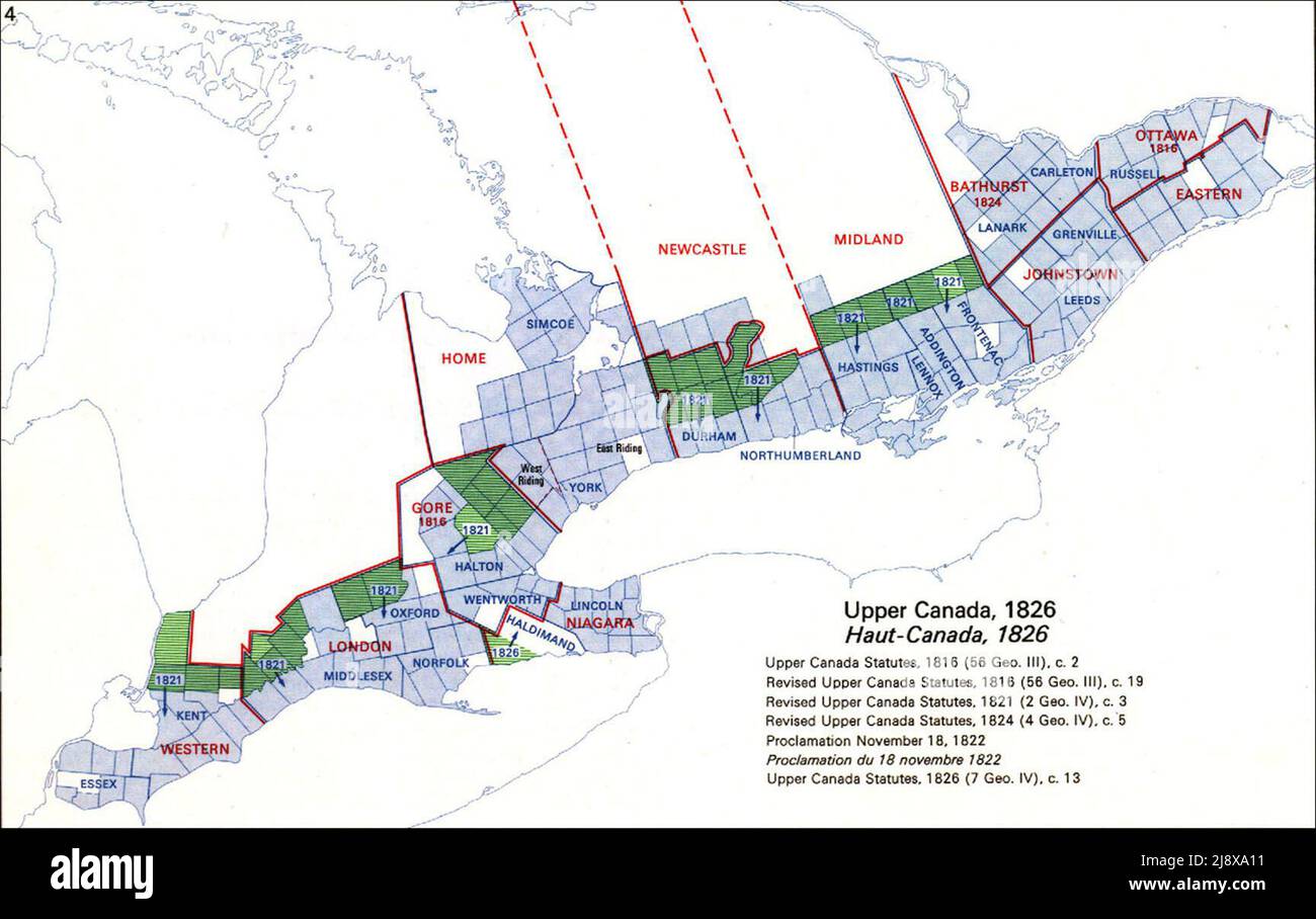 A map of Upper Canada  ca.  1826 Stock Photo