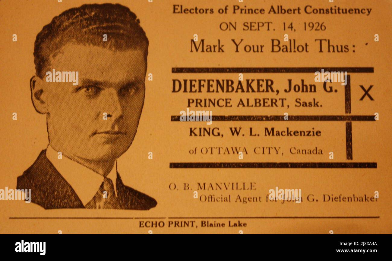 Election handout for John Diefenbaker ca.  1926 Stock Photo