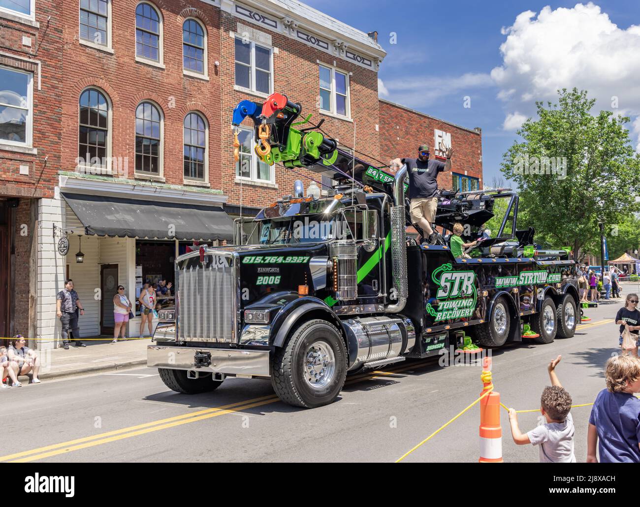 Large wrecker in the Franklin Rodeo parade in Franklin, Tennessee Stock Photo