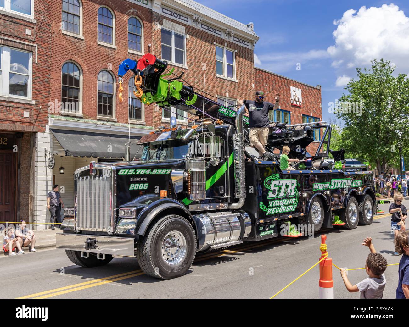 Large wrecker in the Franklin Rodeo parade in Franklin, Tennessee Stock