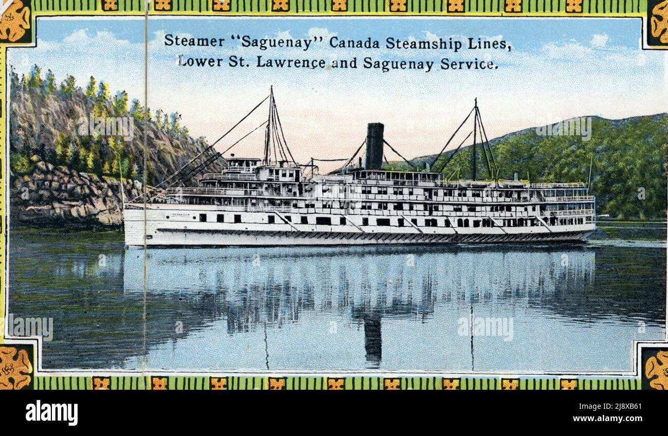 Drawing of the Canada Steamship Lines steamboat Saguenay which sailed in the BasSaintLaurent