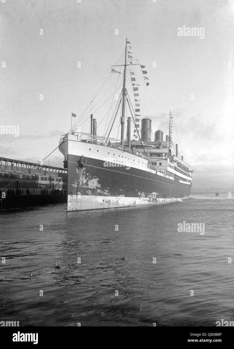 Arrival of the Ocean Liner Aorangi in Vancouver Canada   ca.  1925 Stock Photo