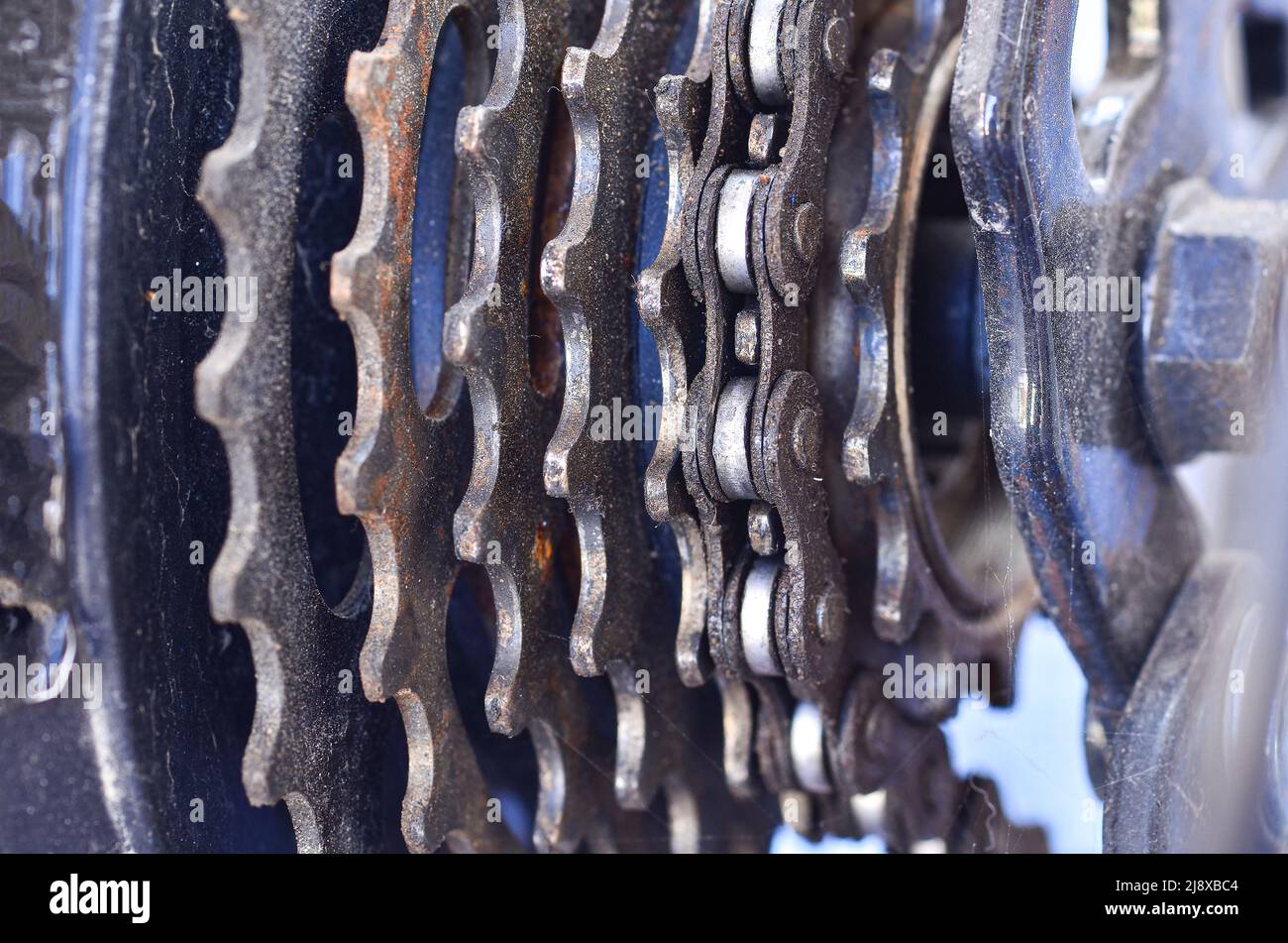 Chain sprocket dirty oil Stock Photo