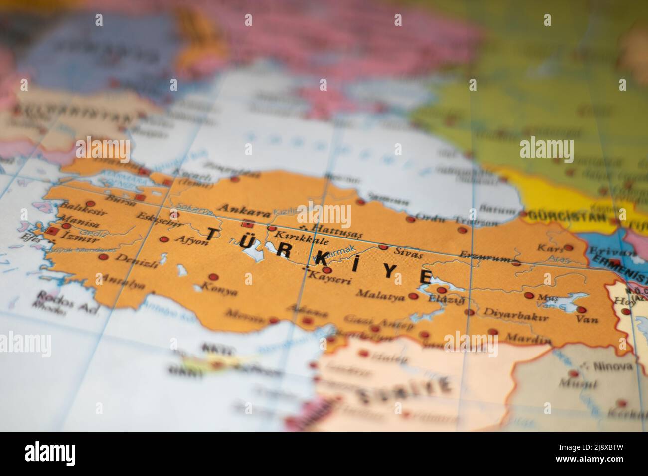 Focus on Turkey on the map Stock Photo