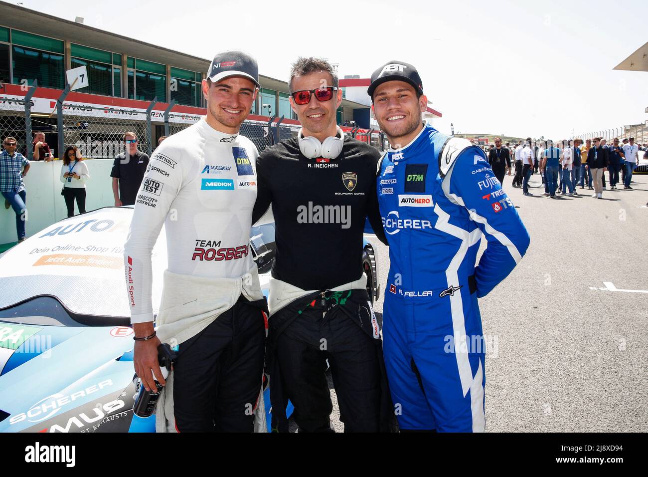 Portimao: DTM race at Portimao 2022, #51 Nico Muller (SUI), Audi, Team Rosberg, #19 Rolf Ineichen (SUI), Lamborgini, GRT grasser-racing.com, #7 Ricardo Feller (SUI), Audi, Team Abt sportsline Stock Photo