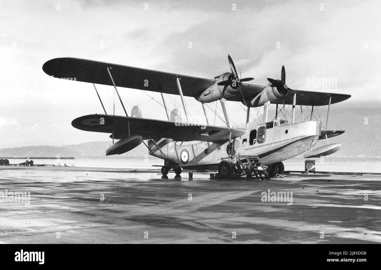 Supermarine Stranraer #912 flying boat at RCAF Station Jericho Beach  ca.  between 1940 and 1948 Stock Photo