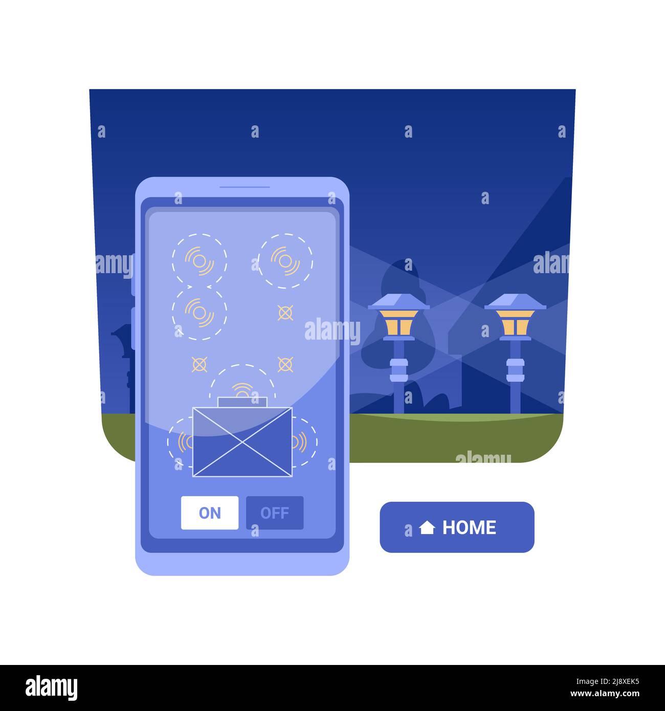 Smart outdoor lighting isolated concept vector illustration. Person