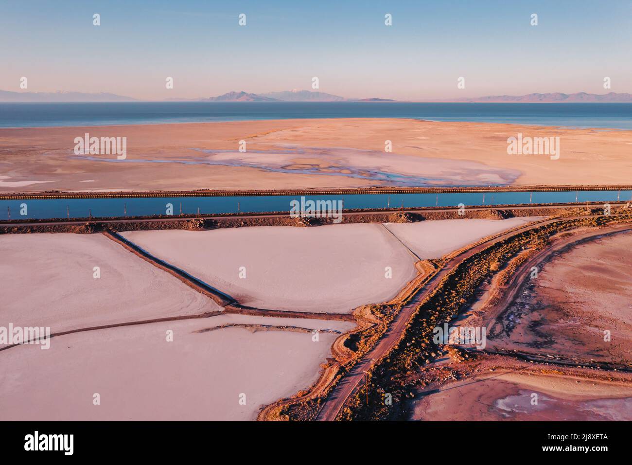Pink Salt Lake Utah, aerial Stock Photo Alamy