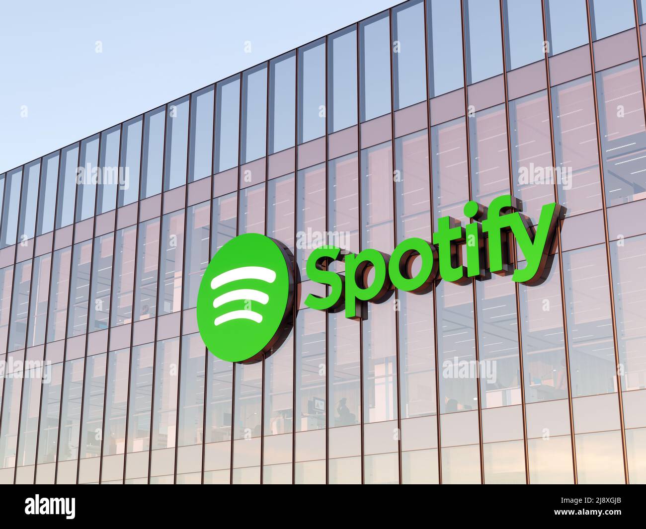 https://c8.alamy.com/comp/2J8XGJB/stockholm-sweden-may-2-2022-editorial-use-only-3d-cgi-spotify-signage-logo-on-top-of-glass-building-workplace-multinational-streaming-and-media-2J8XGJB.jpg