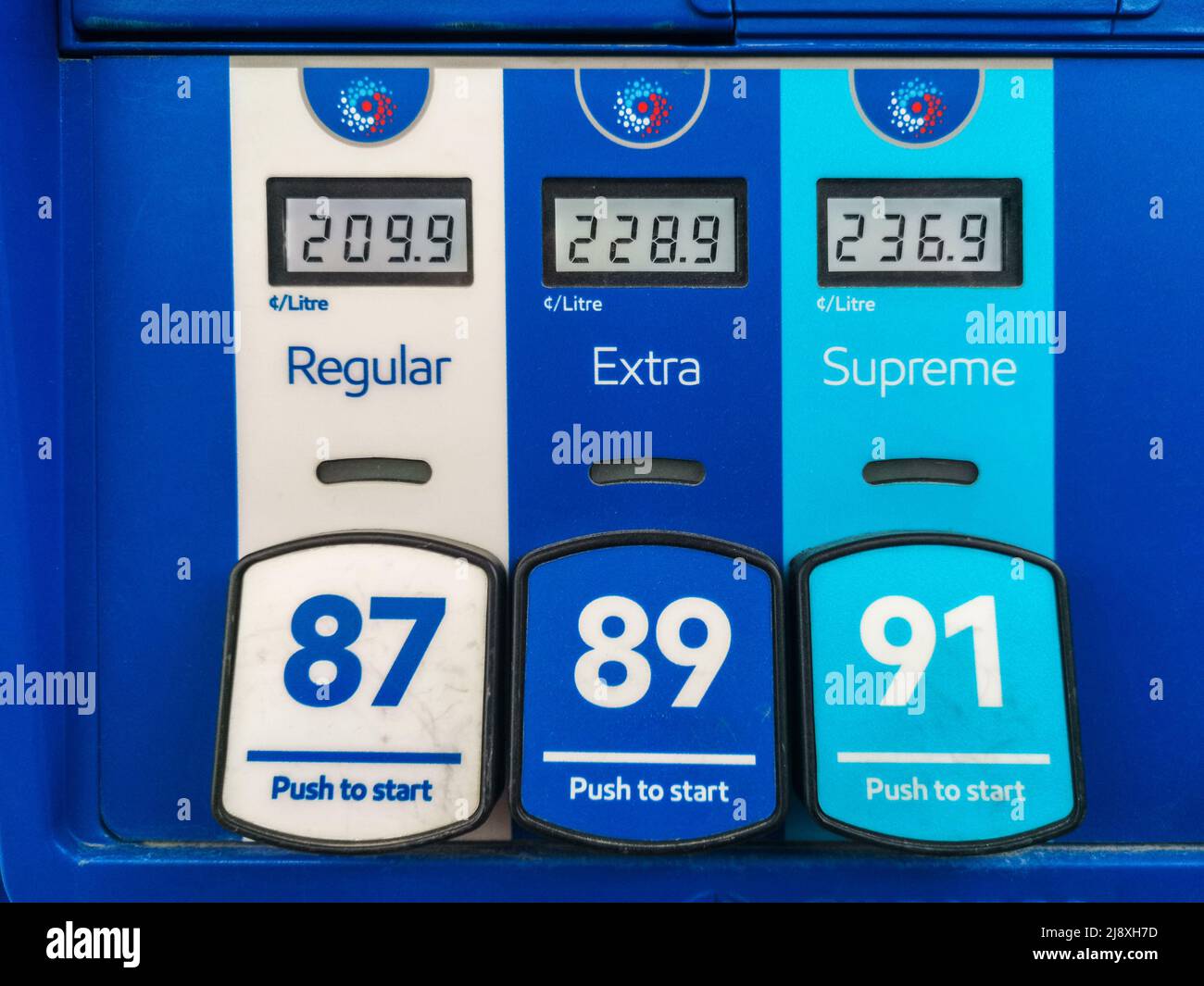 Toronto, Canada. 18th May 2022. Latest gas price of 2.099 as displayed