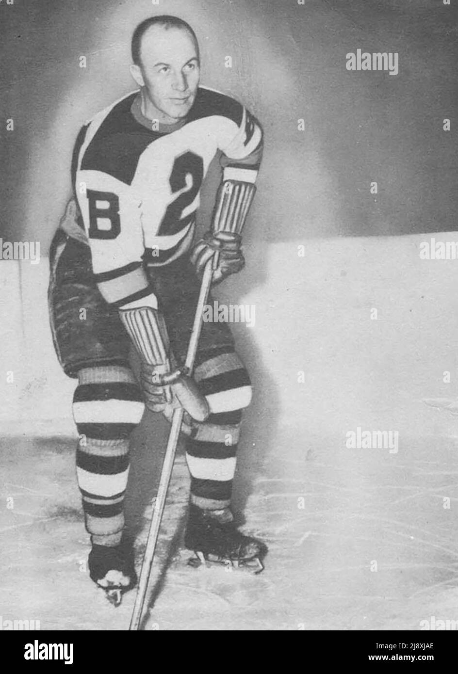 Ice hockey player Eddie Shore at the final years of his career with the Boston Bruins.  ca.  1939 Stock Photo