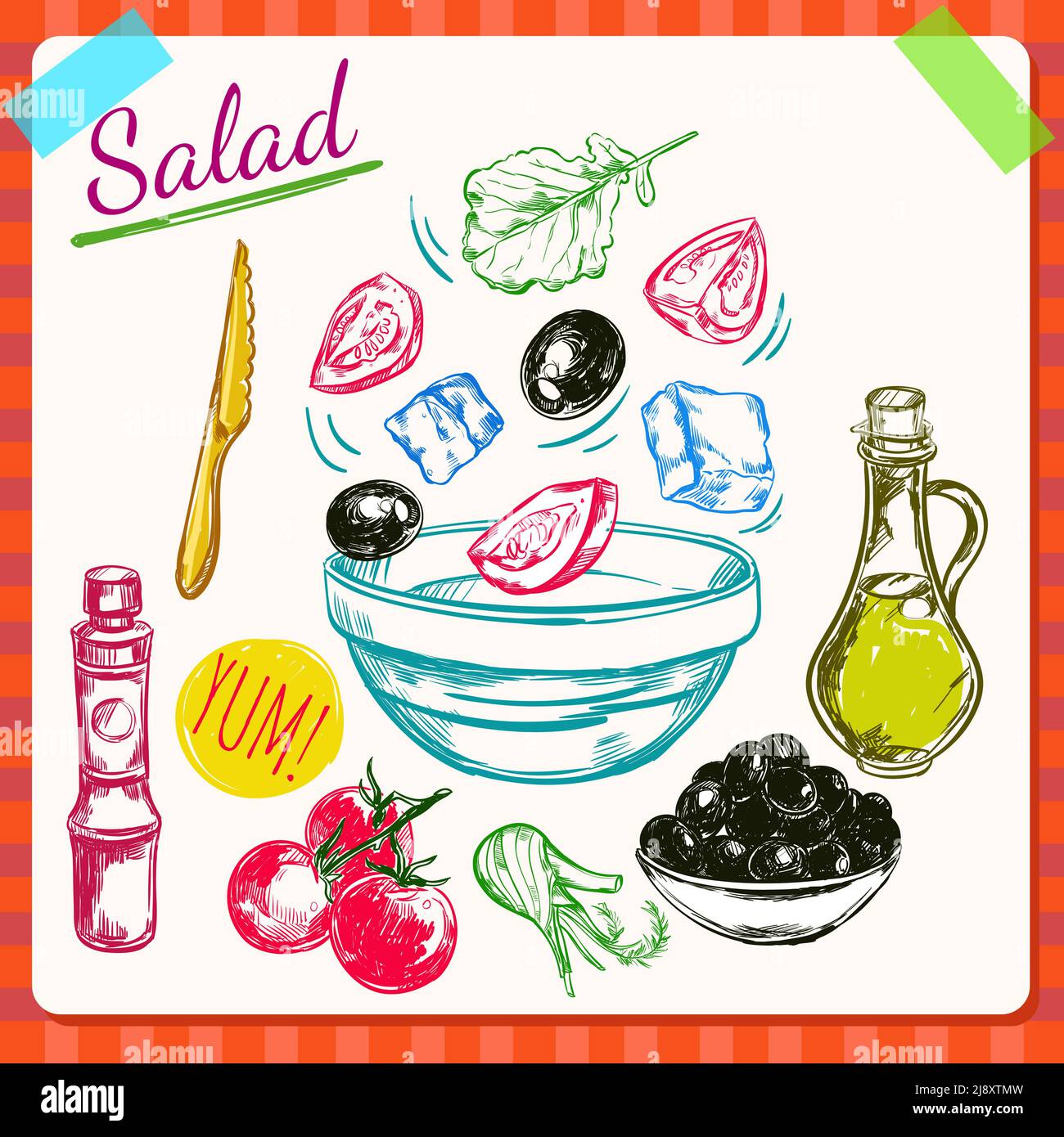 Cooking process infographic illustration with decorative sketch images