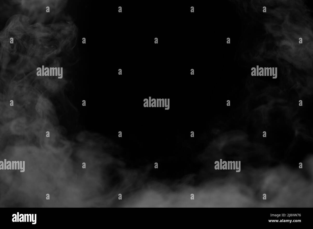blurred smoke on black background realistic smoke on floor for overlay different projects design background for promo, trailer, titles, text, opener Stock Photo