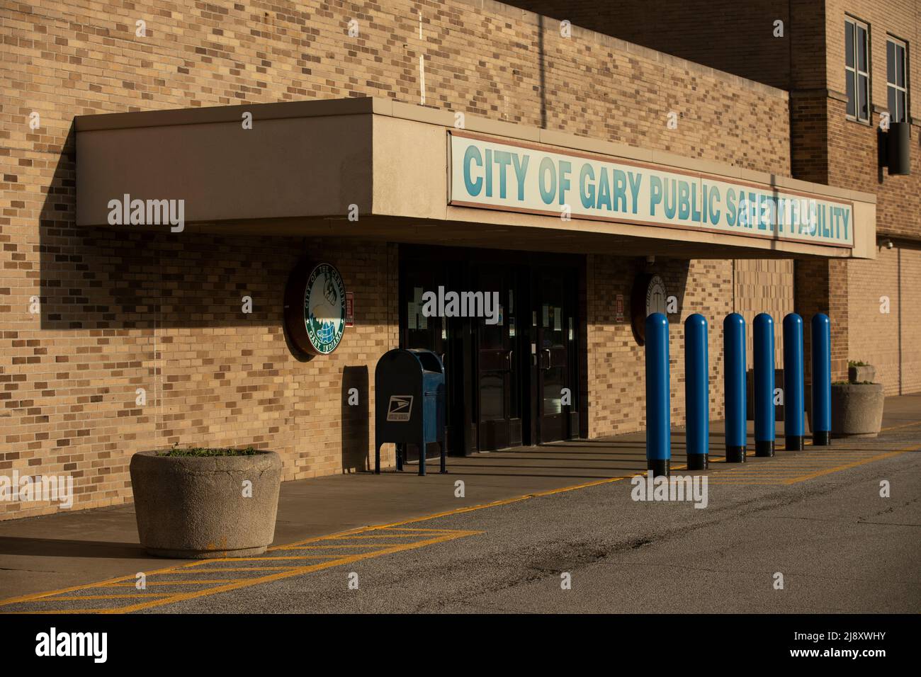 Gary, Indiana, USA March 28, 2022 Afternoon light shines on the City