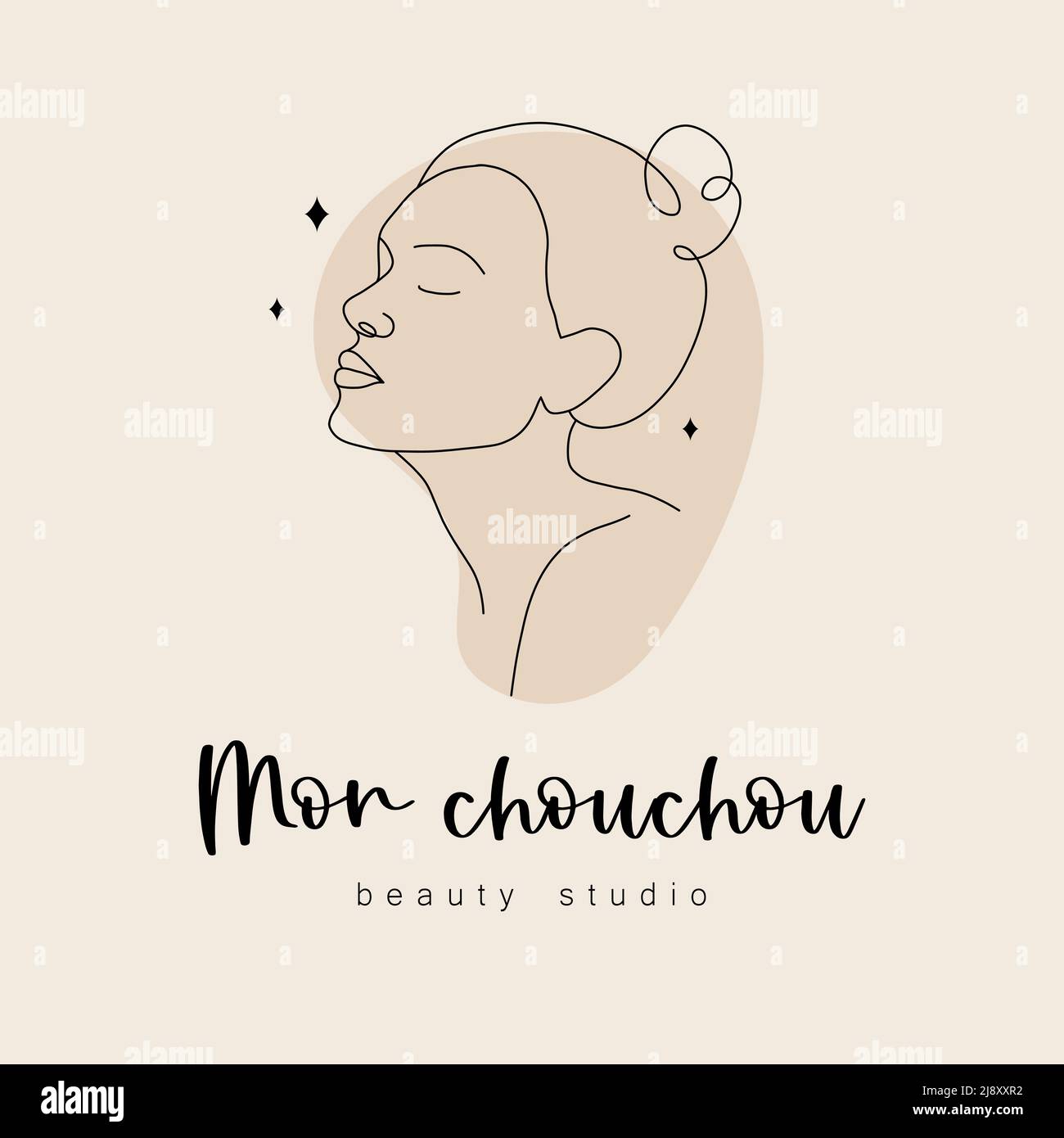 Logo design for beauty studio or hair salon. Abstract woman face with  closed eyes. Hand drawn outline female silhouette. Vector illustration in  one Stock Vector Image & Art - Alamy