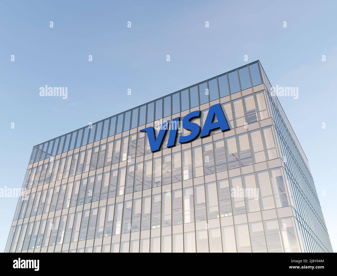 San Francisco, CA, USA. May 2, 2022. Editorial Use Only, 3D CGI. Visa  Signage Logo on Top of Glass Building. Workplace Financial Services Company  Offi Stock Photo - Alamy