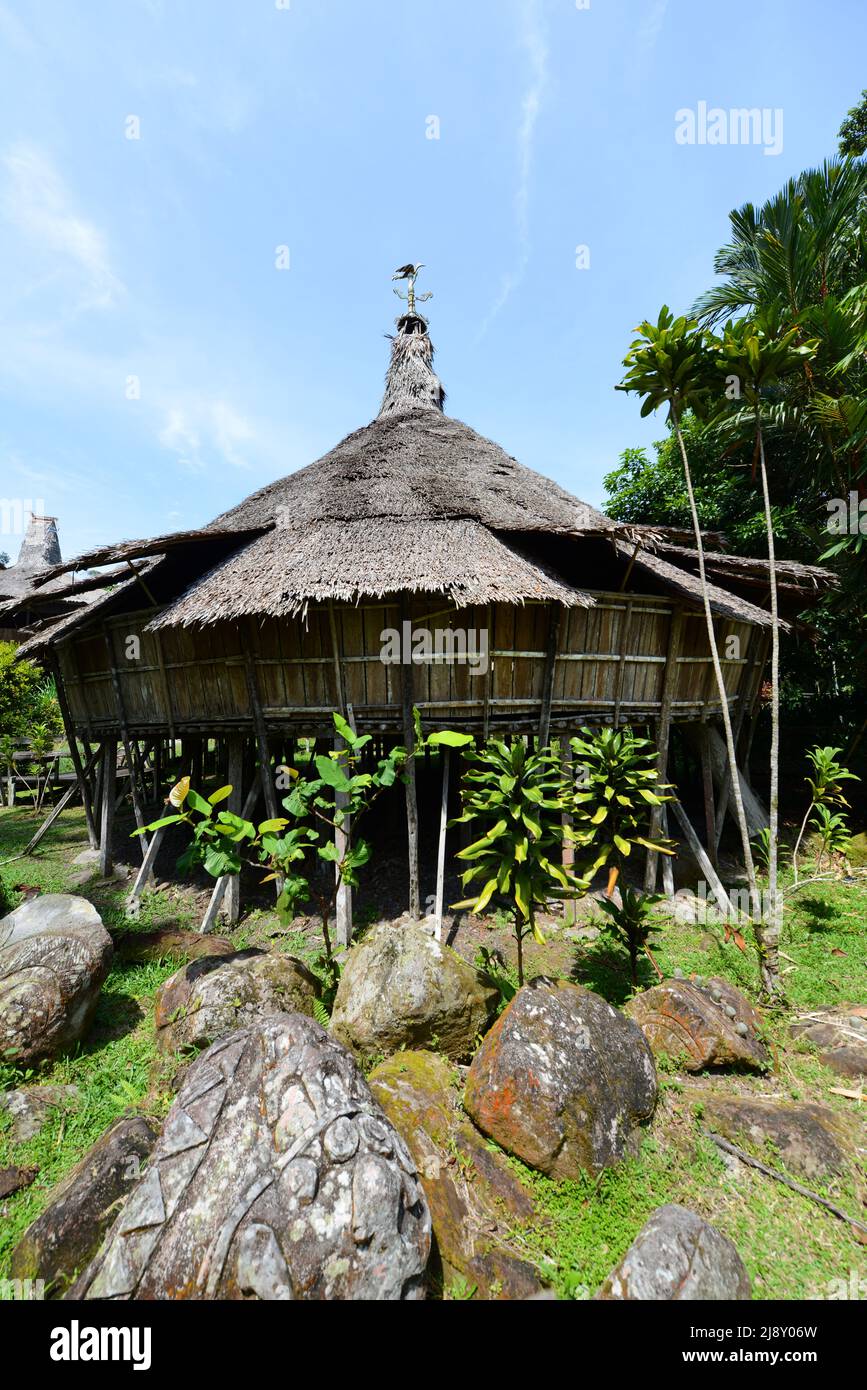 Traditional village house in t he cultural village near Kuching, Sarawak, Malaysia. Stock Photo