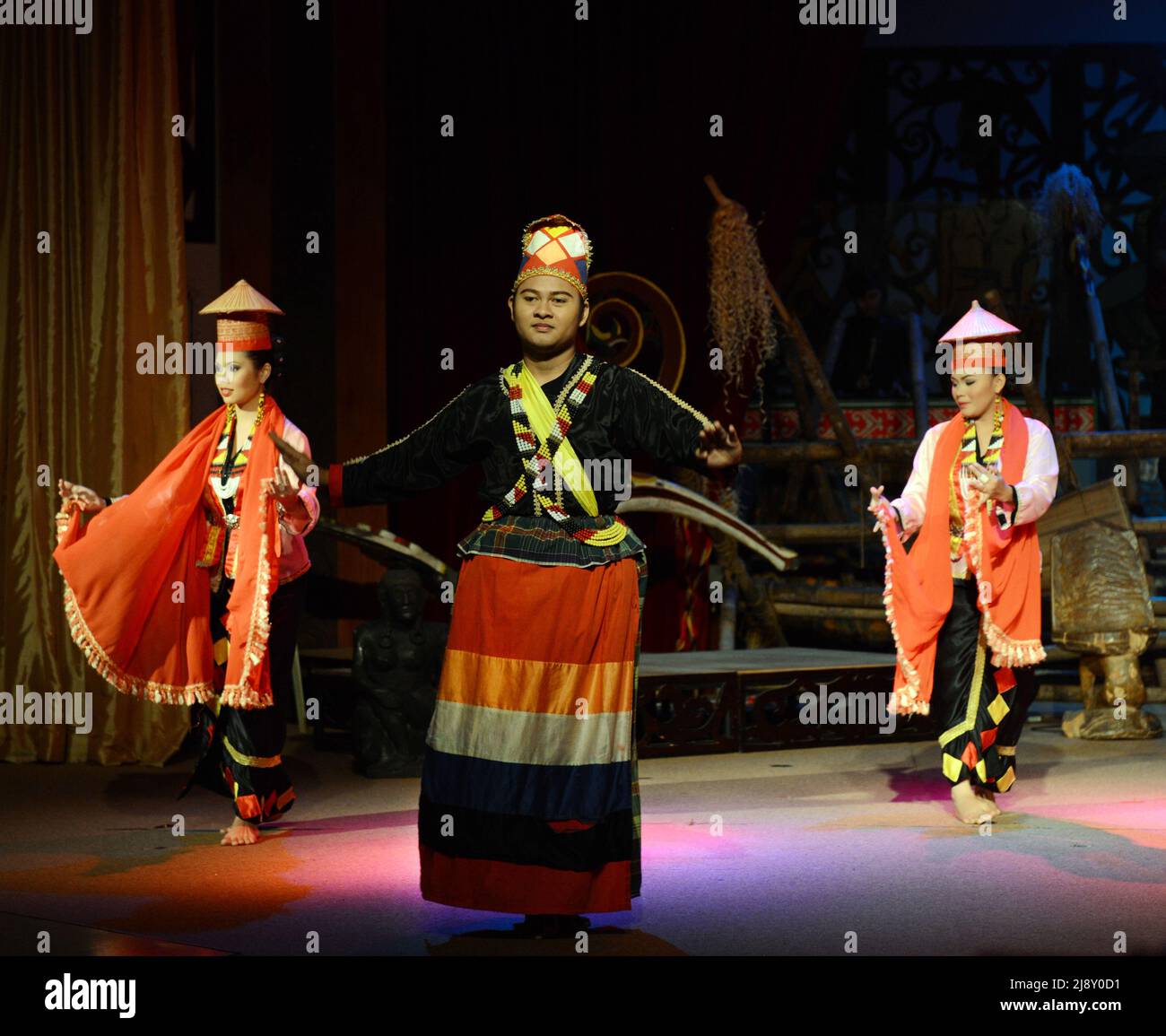 Traditional cultural dances of the different ethnicities of Sarawak, Malaysia. Stock Photo