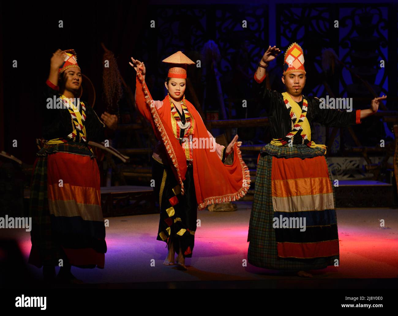 Traditional cultural dances of the different ethnicities of Sarawak, Malaysia. Stock Photo
