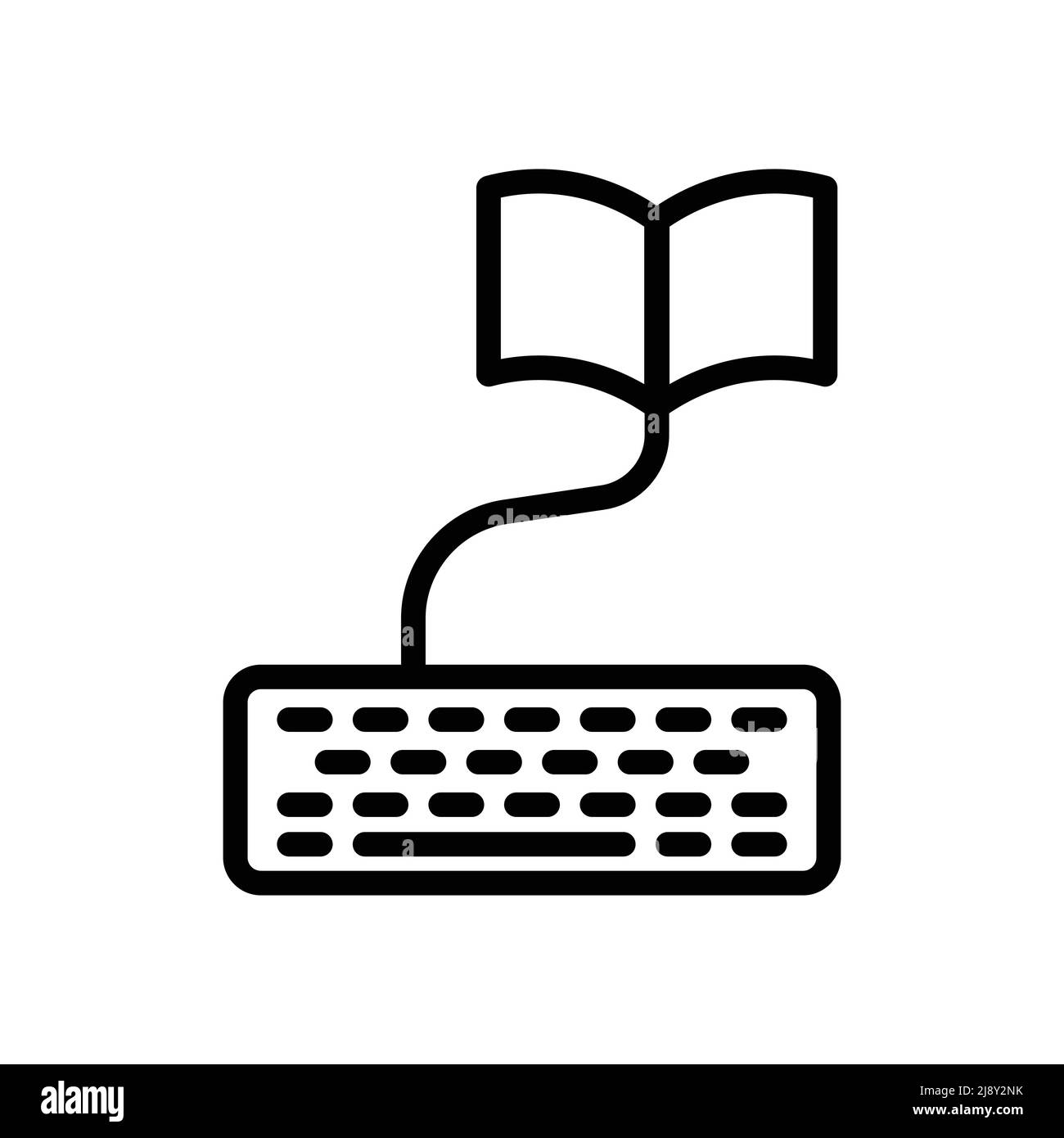 vector icon Input data online. keyboard, open book. Line icon style. Simple design illustration editable Stock Vector